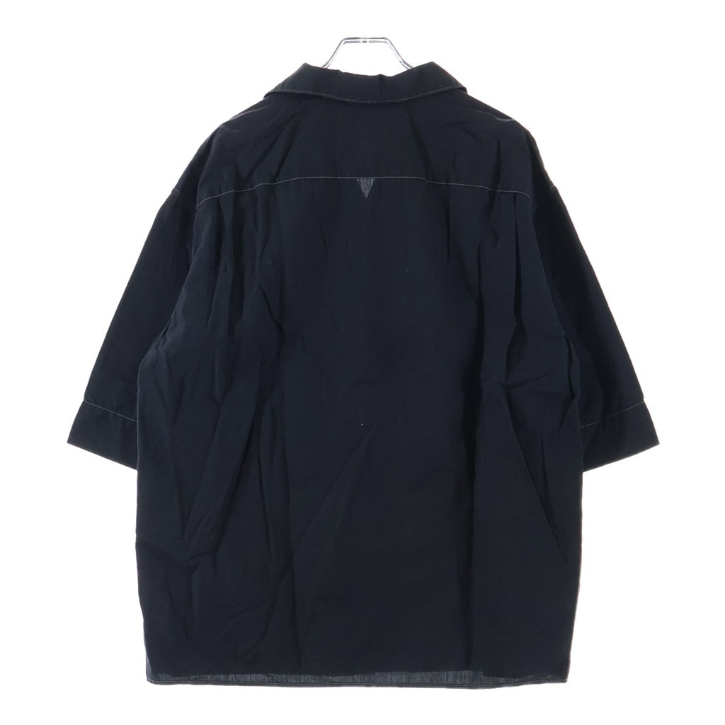 LEMAIRE(ルメール) チェーンステッチデザイン 胸ポケット 解禁 半袖シャツ ブラック 1159-343-7714