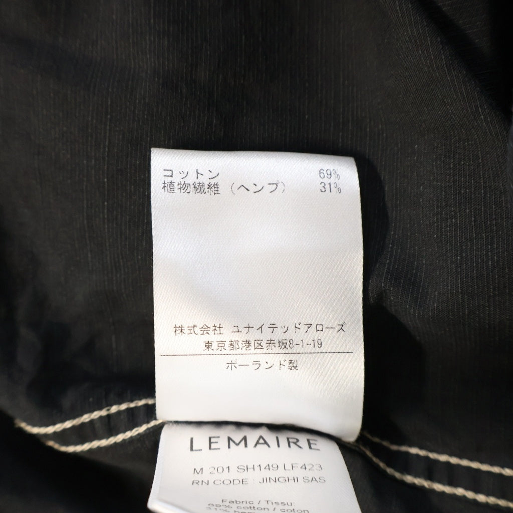 LEMAIRE(ルメール) チェーンステッチデザイン 胸ポケット 解禁 半袖シャツ ブラック 1159-343-7714