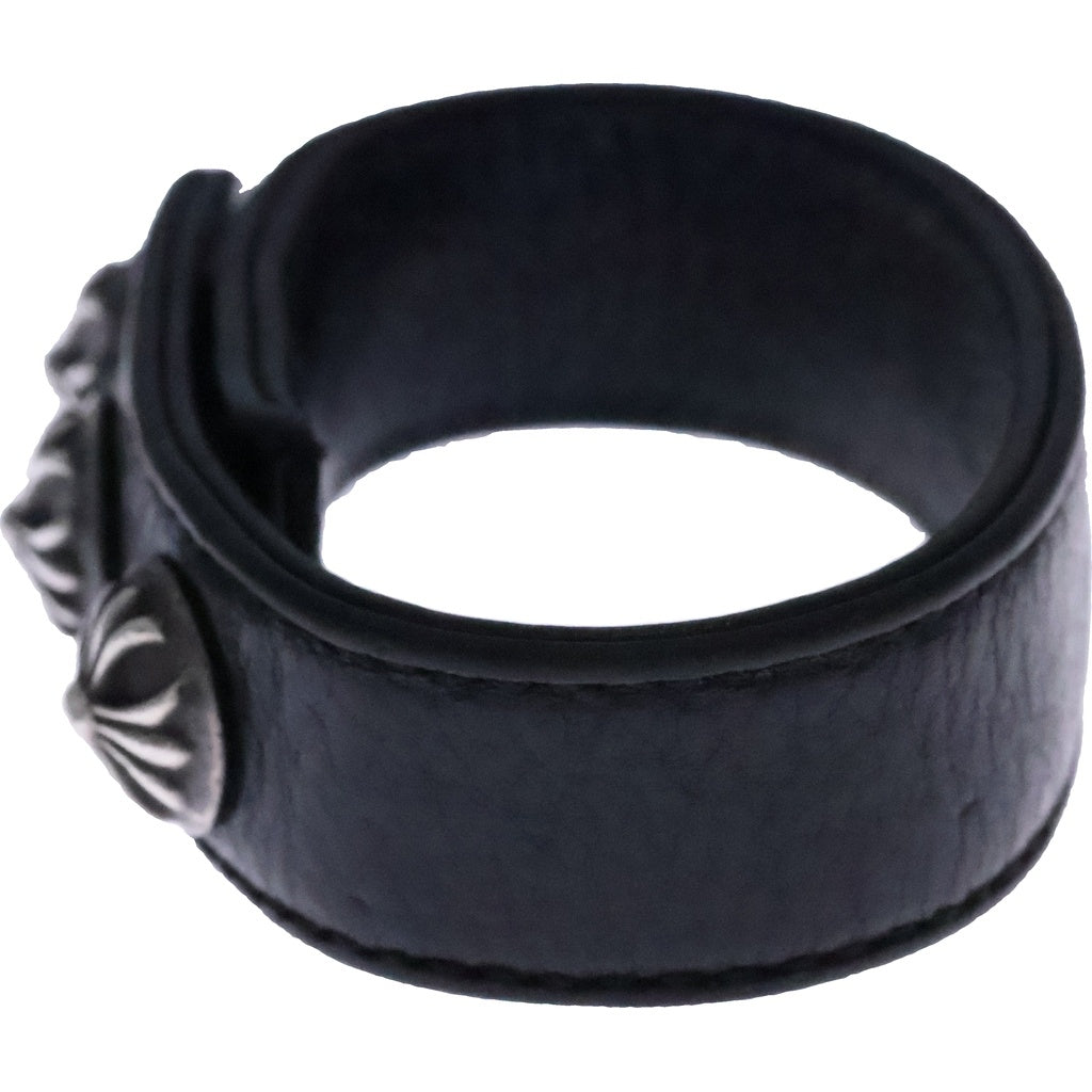 CHROME HEARTS(クロムハーツ) 3BTN 2SNP クロスボール 3ボタン2スナップ レザーブレスレット ブラック/シルバー BCA123
