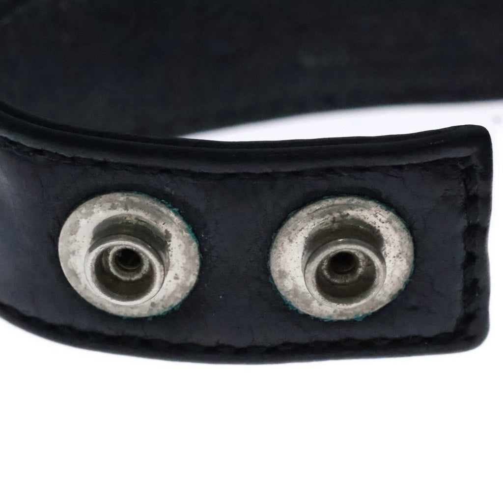 CHROME HEARTS(クロムハーツ) 3BTN 2SNP クロスボール 3ボタン2スナップ レザーブレスレット ブラック/シルバー BCA123