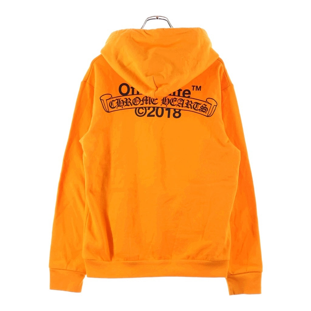 CHROME HEARTS(クロムハーツ) ×OFF HD PLVR V OFF WHITE オフホワイト ロゴプリント プルオーバーパーカー オレンジ