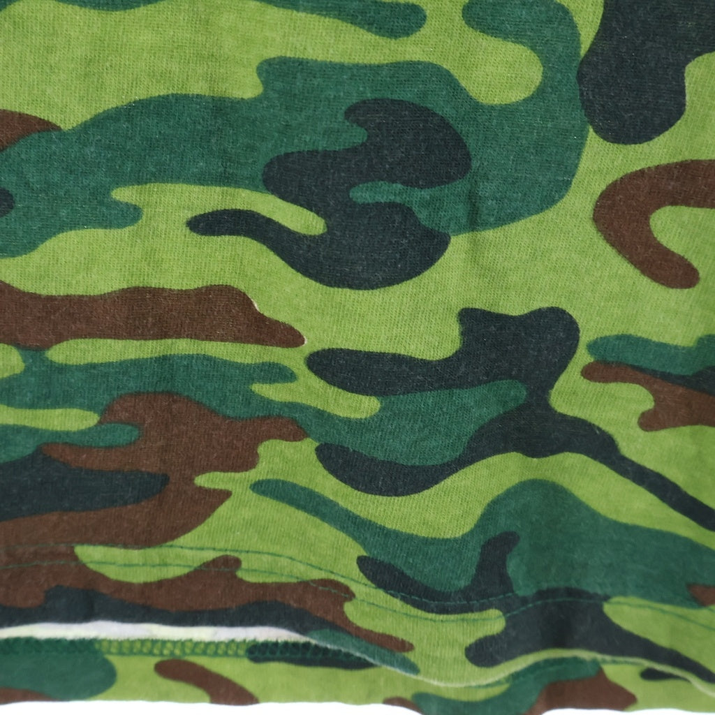STUSSY(ステューシー) 90s VINTAGE OLD CAMO LOGO TEE カモ総柄 後期赤青タグ/紺タグ 半袖Tシャツ カーキ