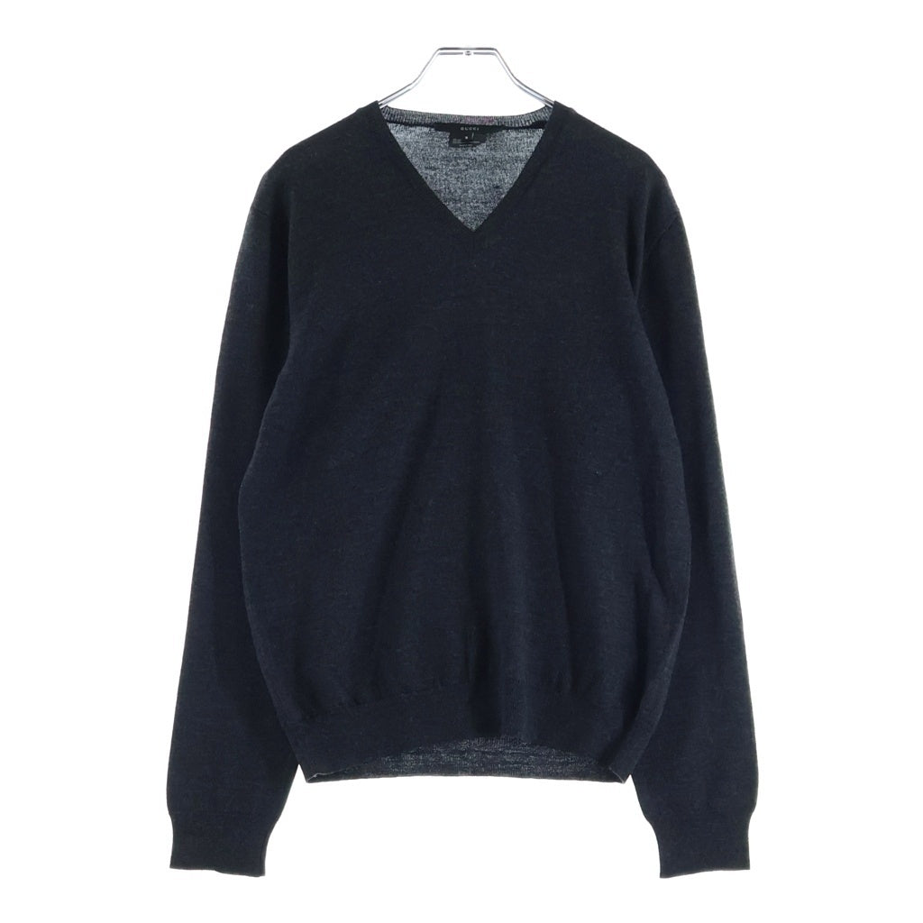 GUCCI(グッチ) Veck knit sweater Vネック ニットセーター グレー