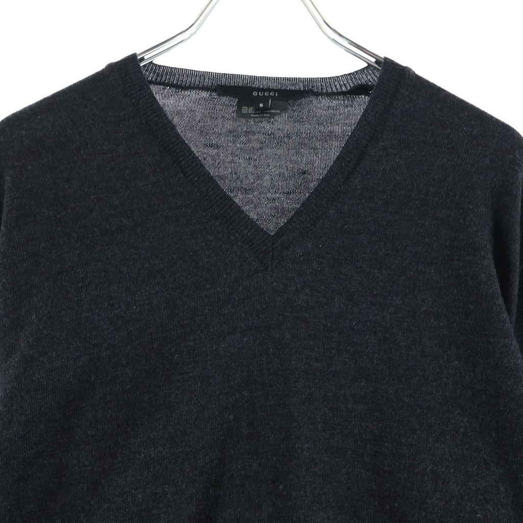 GUCCI(グッチ) Veck knit sweater Vネック ニットセーター グレー