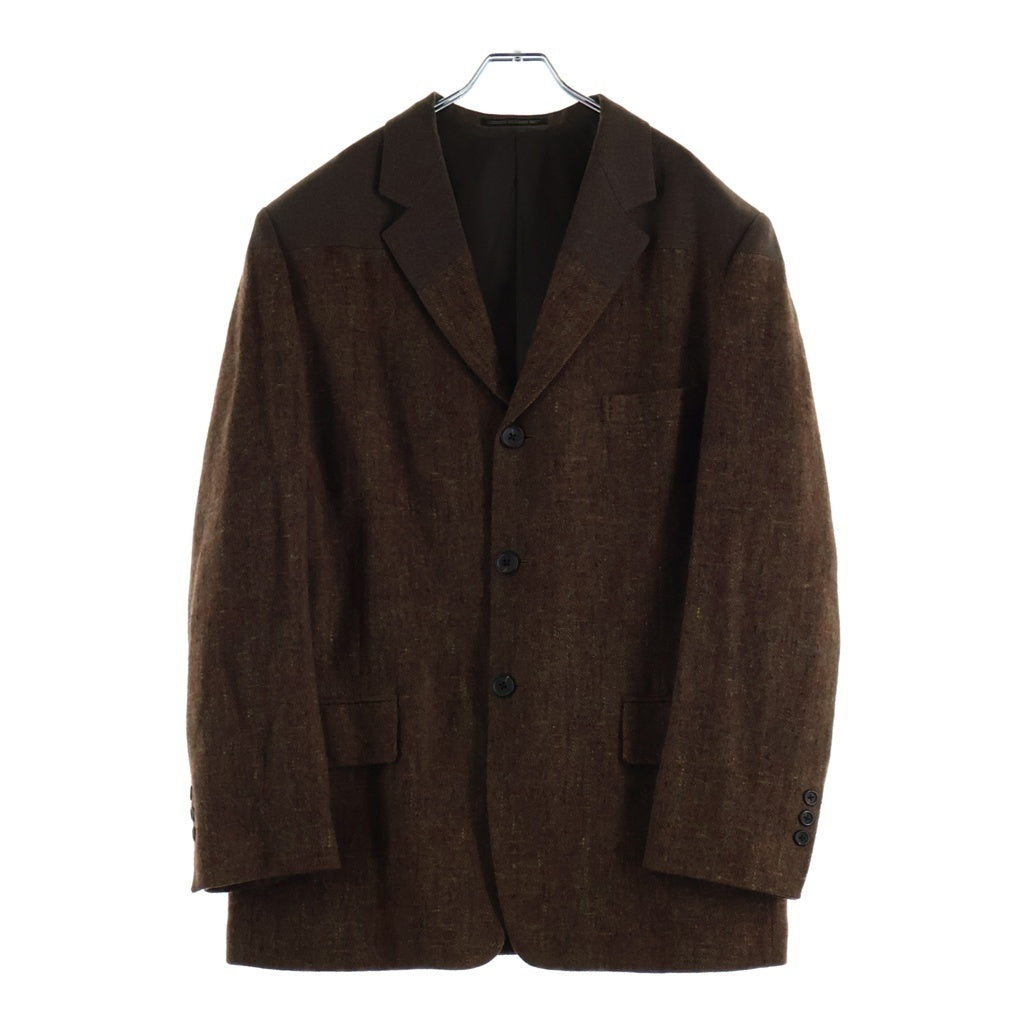 Yohji Yamamoto POUR HOMME(ヨウジヤマモト プールオム) 95AW ツイード切り替え シングル テーラードジャケット ブラウン HE-J47-801