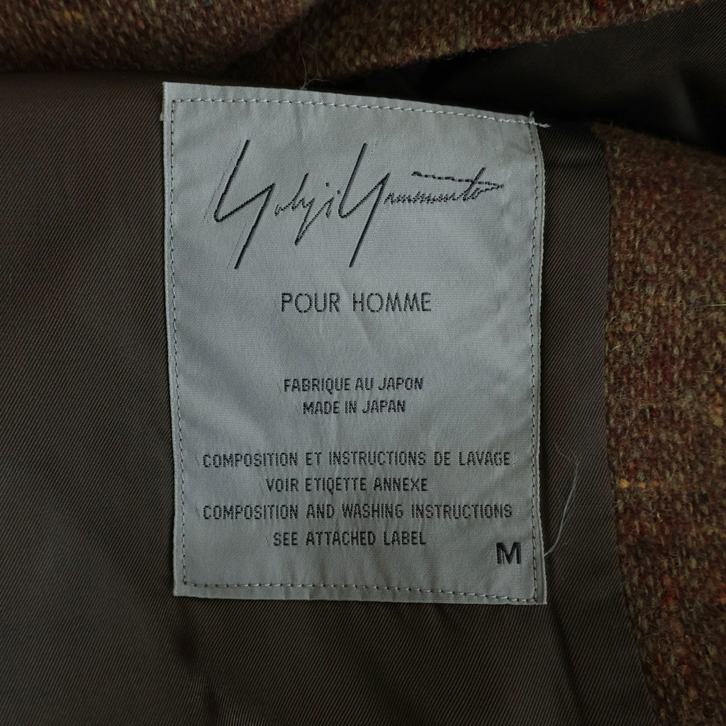 Yohji Yamamoto POUR HOMME(ヨウジヤマモト プールオム) 95AW ツイード切り替え シングル テーラードジャケット ブラウン HE-J47-801