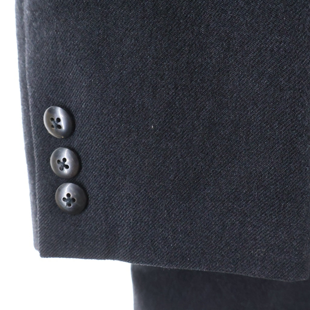Yohji Yamamoto POUR HOMME(ヨウジヤマモト プールオム) ショールカラー レザー切り替え ダブルブレスト テーラードジャケット ブラック