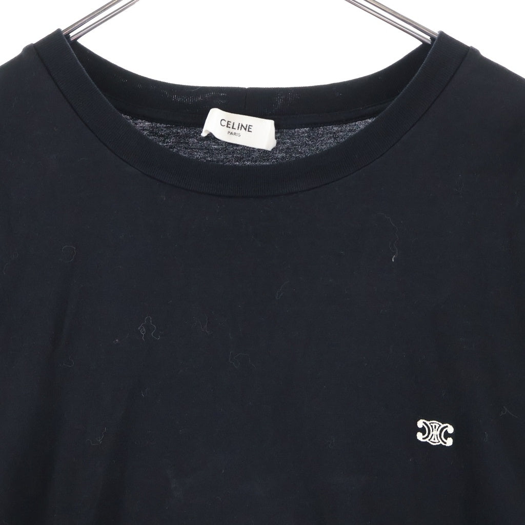 CELINE(セリーヌ) トリオンフ刺繍 クルーネック半袖Tシャツ カットソー ブラック 2X04I671Q