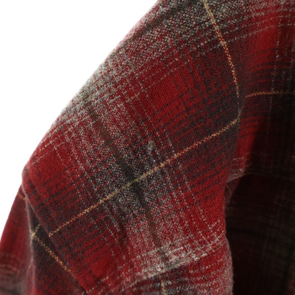 PENDLETON(ペンドルトン) 90S VINTAGE ヴィンテージ シャドウチェック柄 オンブレウール オープンカラー 長袖シャツ レッド