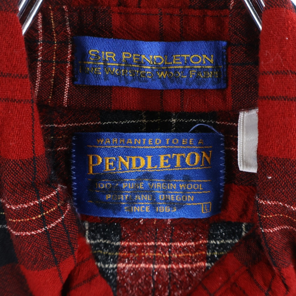 PENDLETON(ペンドルトン) 90S VINTAGE WOOL CHECK L/S SHIRT ウール チェック柄 長袖シャツ レッド