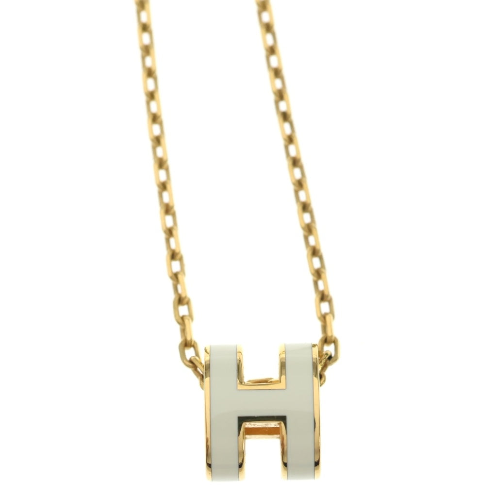 HERMES(エルメス) ミニHチャーム ポップアッシュH ネックレス ホワイト/ゴールド H147992FP レディース