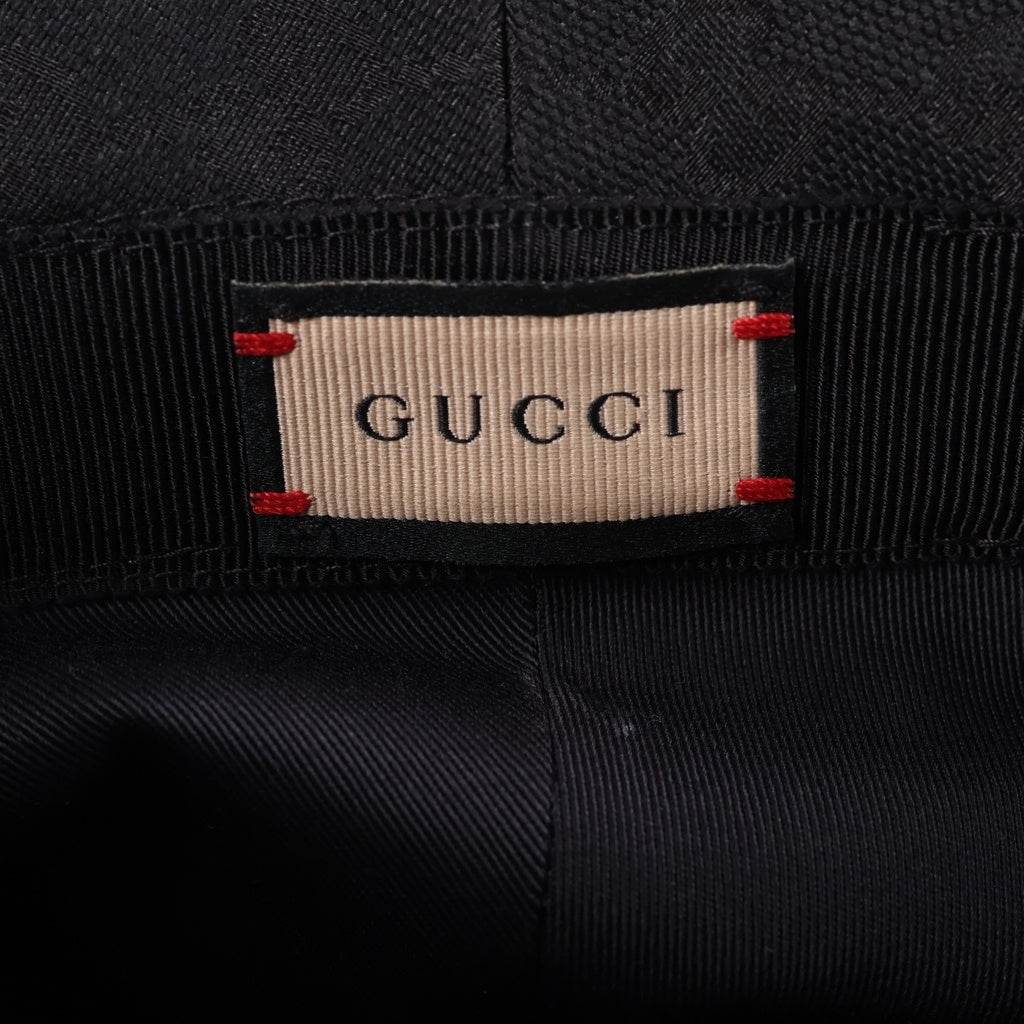 GUCCI(グッチ) GGキャンバス ロゴプレート バケットハット 帽子 ブラック 576587-4HG53