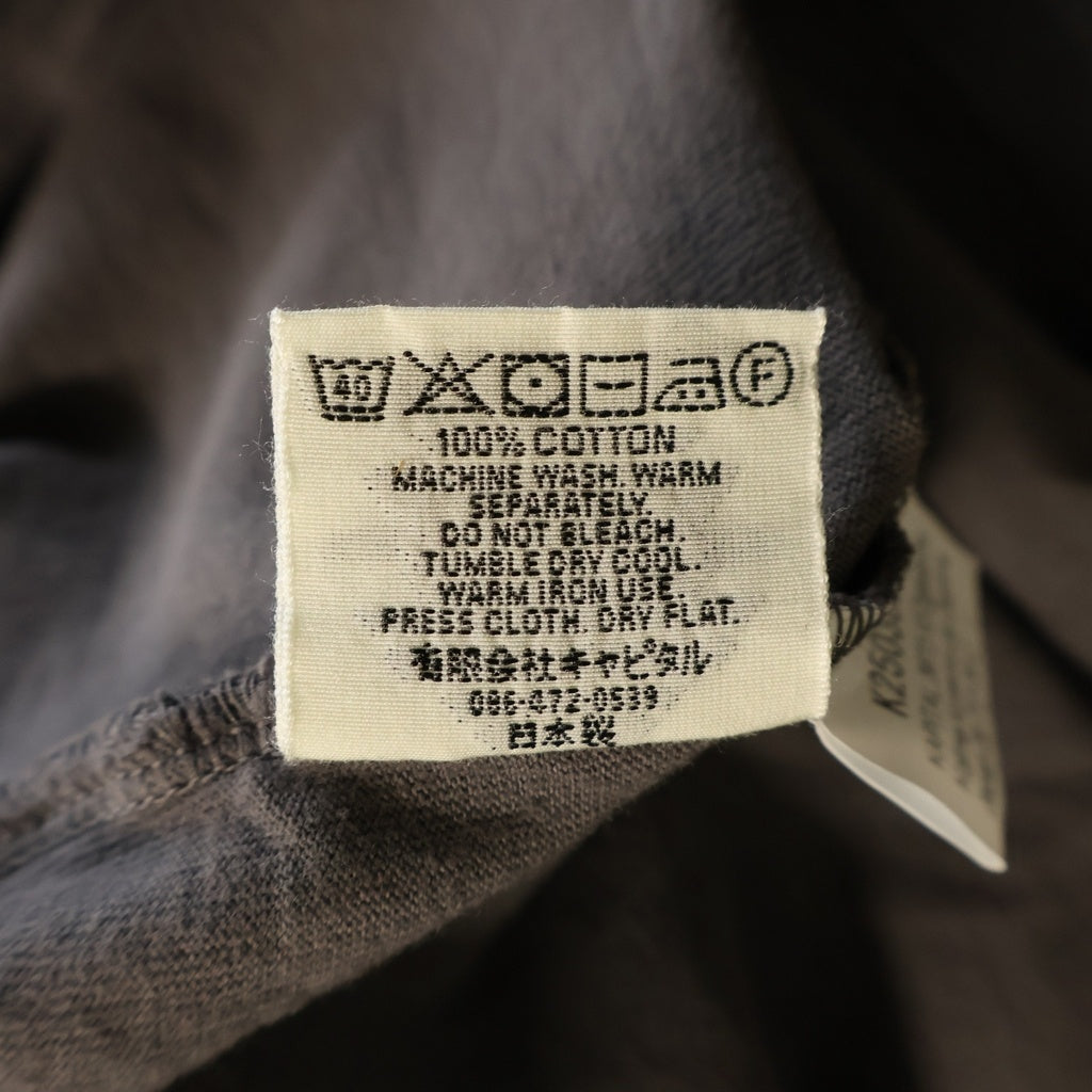 KAPITAL(キャピタル) 25SS BURNING バーニング ピアノ クルーネック カットソー 半袖Tシャツ ブラウン K2503SC062