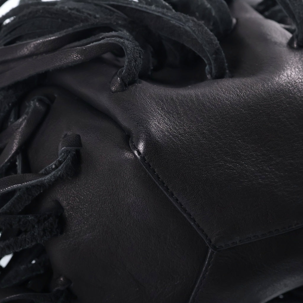 SAINT LAURENT PARIS(サンローランパリ) LAURENT PRE OWNED FRINGE BAG ローレンフリンジ ロゴデザイン レザーバック ブラック レディース