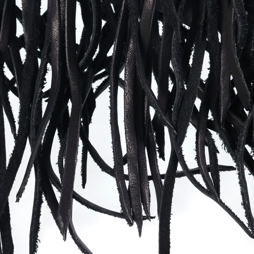 SAINT LAURENT PARIS(サンローランパリ) LAURENT PRE OWNED FRINGE BAG ローレンフリンジ ロゴデザイン レザーバック ブラック レディース