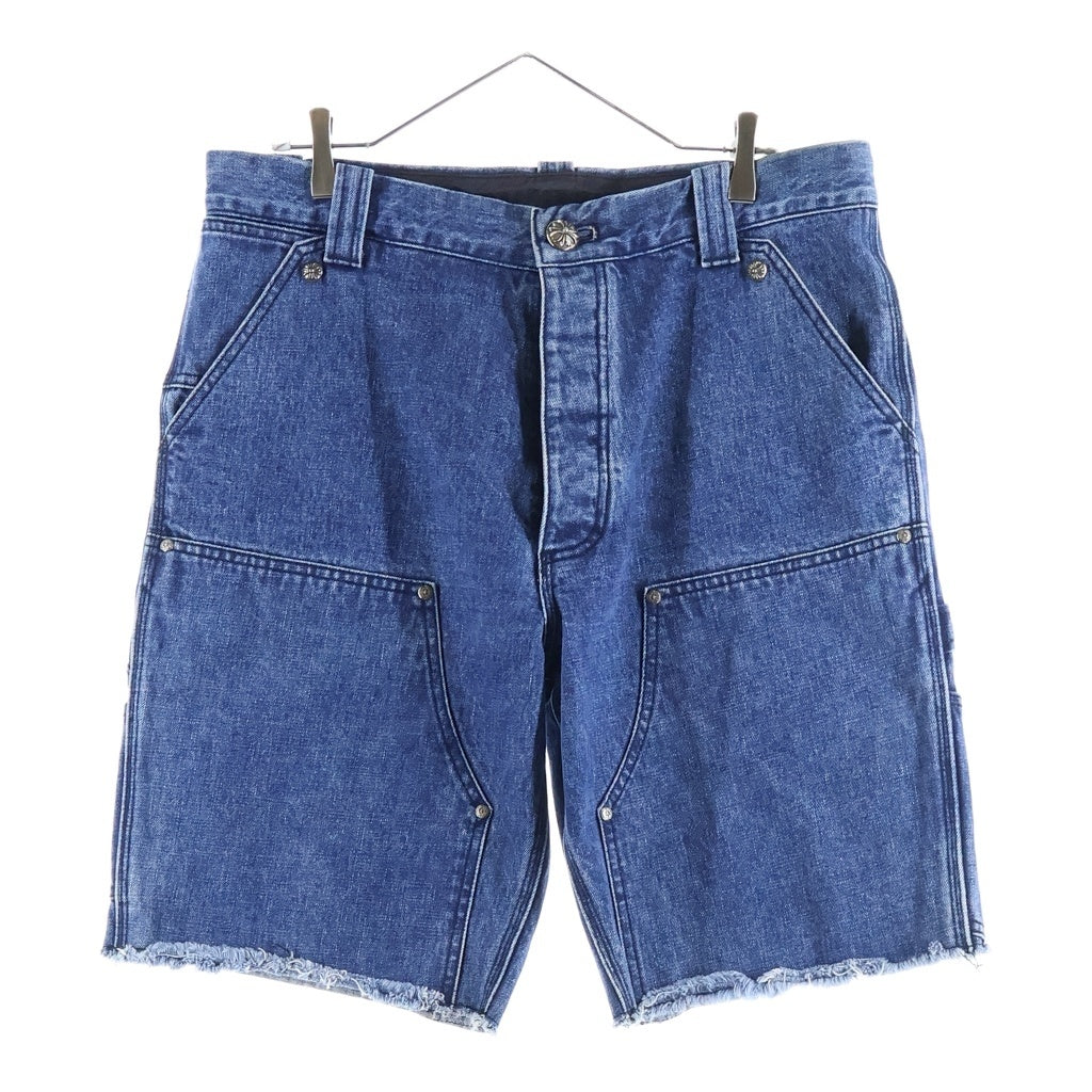 CHROME HEARTS(クロムハーツ) CARPENTER DOUBLE KNEE DENIM SHORTS カーペンター デニムショーツ ハーフパンツ クロスボール ブルー
