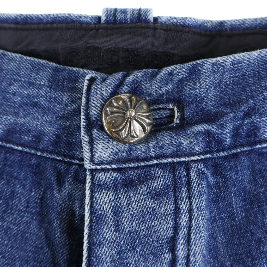 CHROME HEARTS(クロムハーツ) CARPENTER DOUBLE KNEE DENIM SHORTS カーペンター デニムショーツ ハーフパンツ クロスボール ブルー