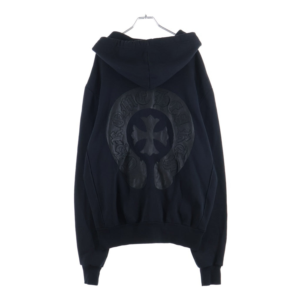 CHROME HEARTS(クロムハーツ) SWTSHRT HD ZIP HRSSHE LTHR ホースシューレザージップフーディー ブラック