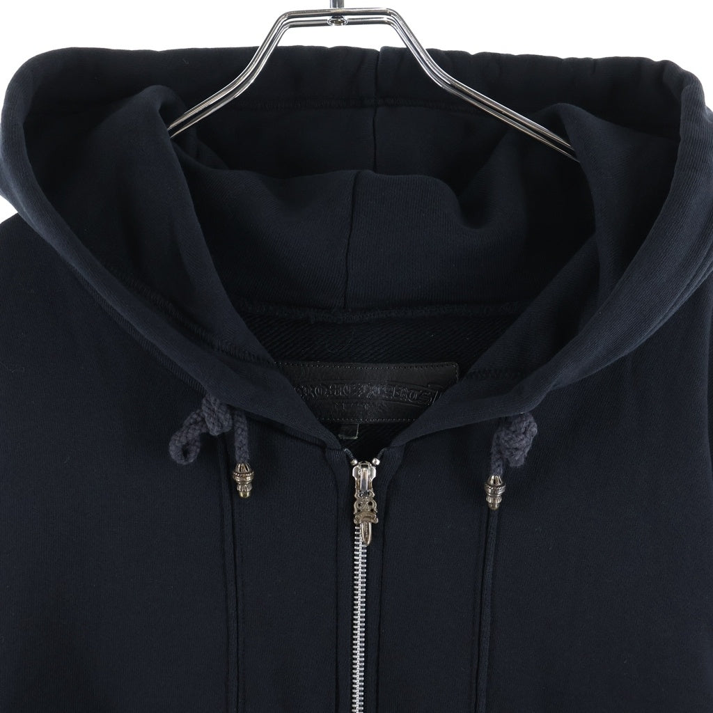 CHROME HEARTS(クロムハーツ) SWTSHRT HD ZIP HRSSHE LTHR ホースシューレザージップフーディー ブラック