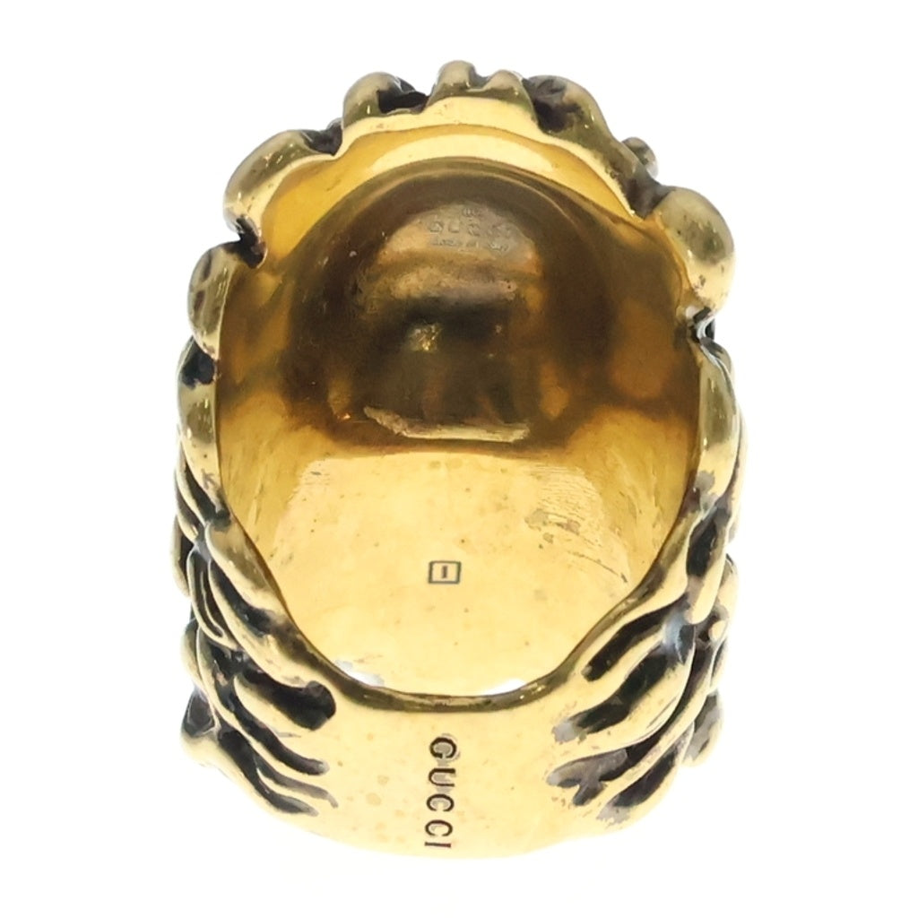 GUCCI(グッチ) ライオンヘッド ストーン リング ゴールド/ブルー 402763 レディース