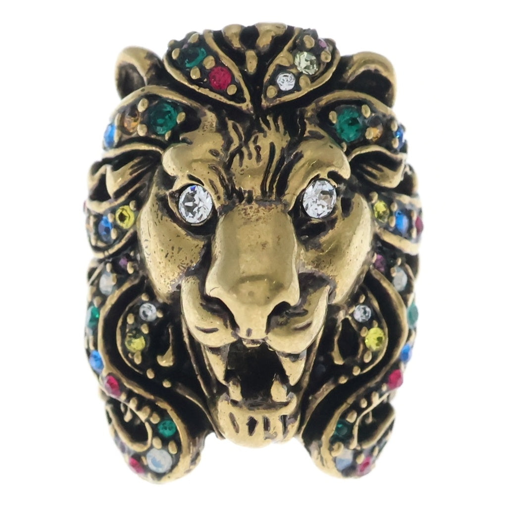 GUCCI(グッチ) ライオンヘッド マルチストーン リング ゴールド 404840 レディース