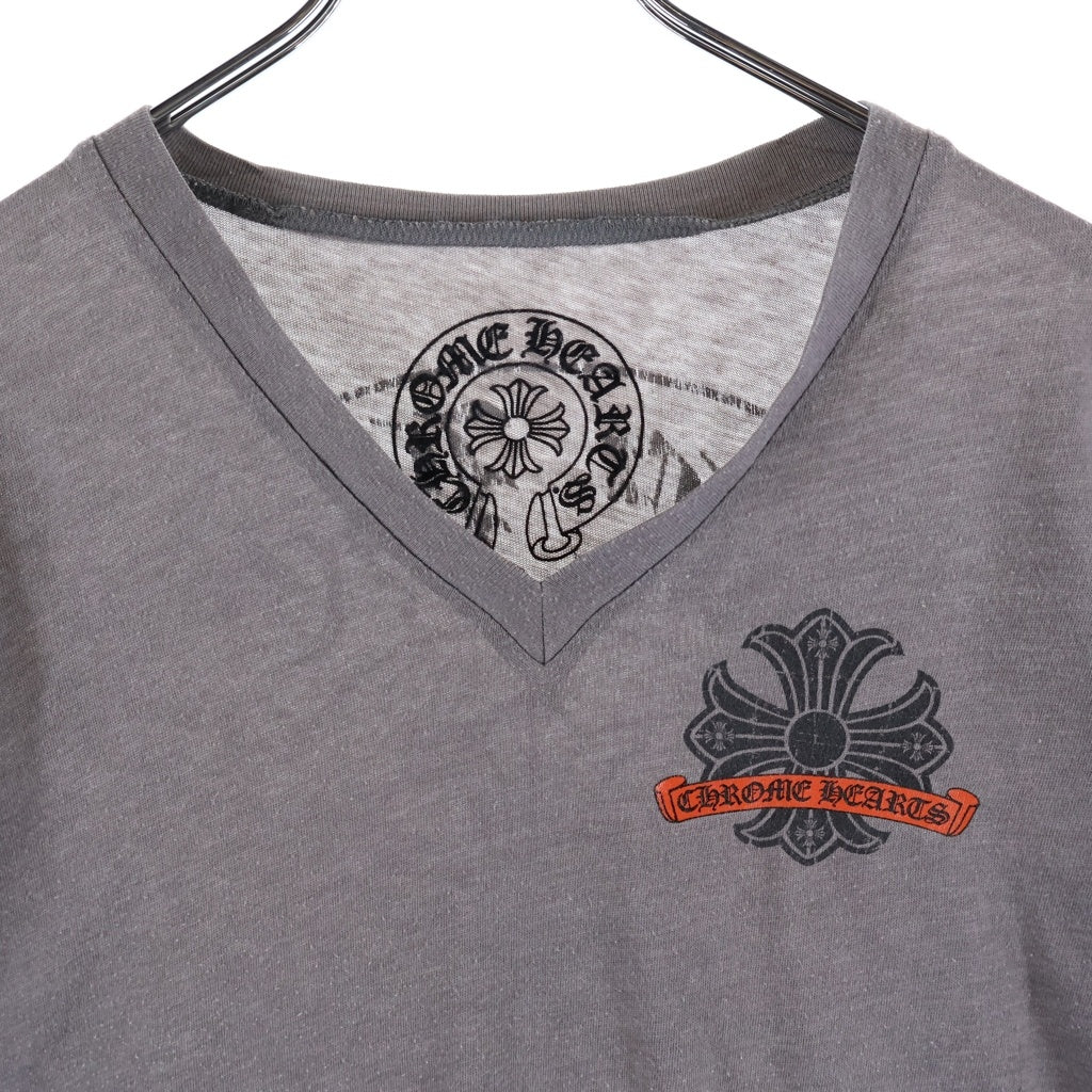 CHROME HEARTS(クロムハーツ) OLD HORSESHOE CH PLUS VNECK オールド ホースシューデザイン Vネック カットソー 半袖Tシャツ グレー
