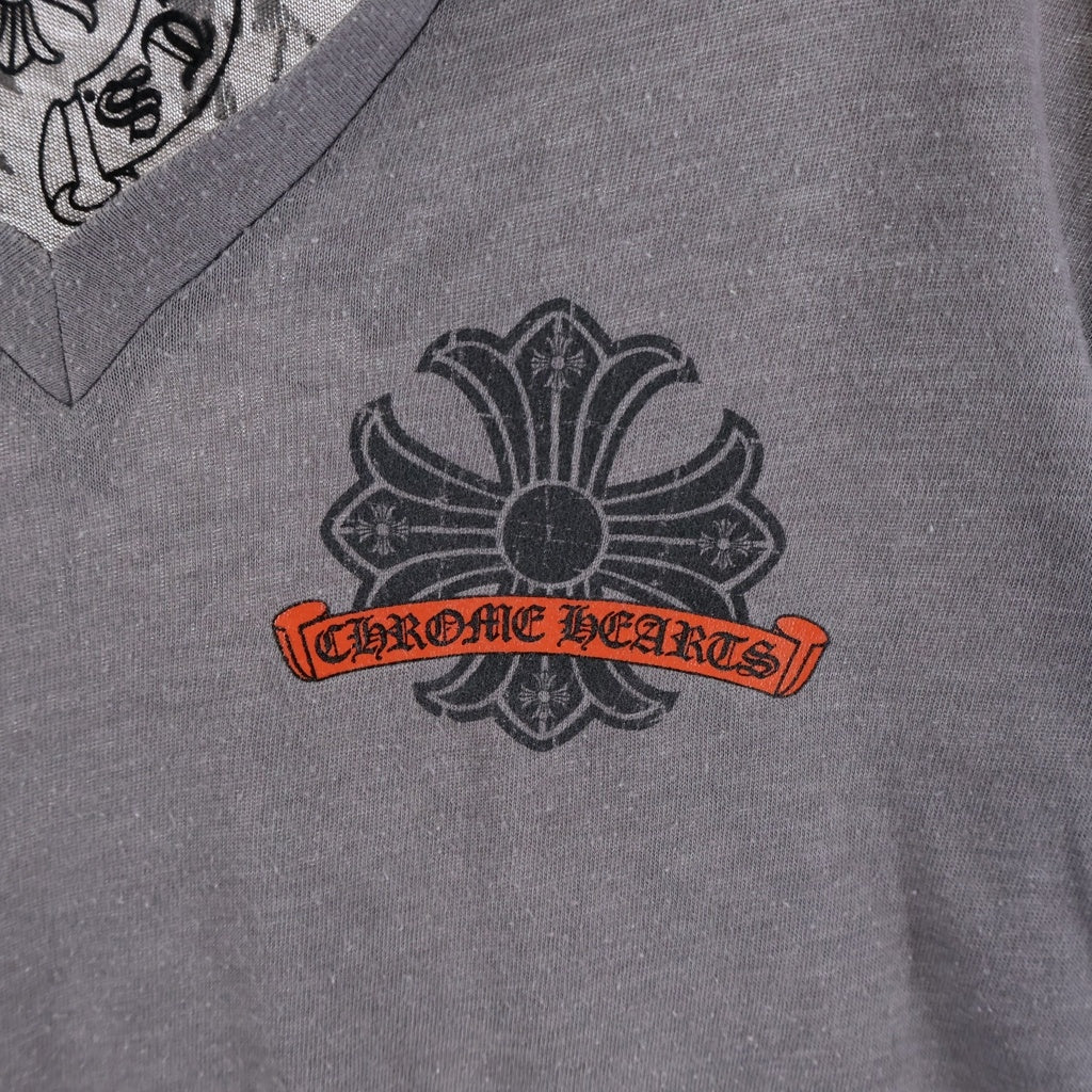 CHROME HEARTS(クロムハーツ) OLD HORSESHOE CH PLUS VNECK オールド ホースシューデザイン Vネック カットソー 半袖Tシャツ グレー