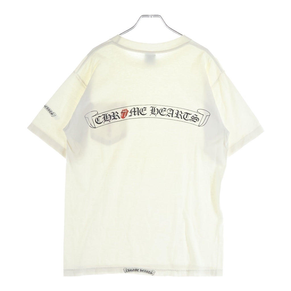 CHROME HEARTS(クロムハーツ) OLD ×ROLLING STONES CH SS TEE ローリングストーンズ ホースシューデザイン クルーネック カットソー 半袖Tシャツ ホワイト