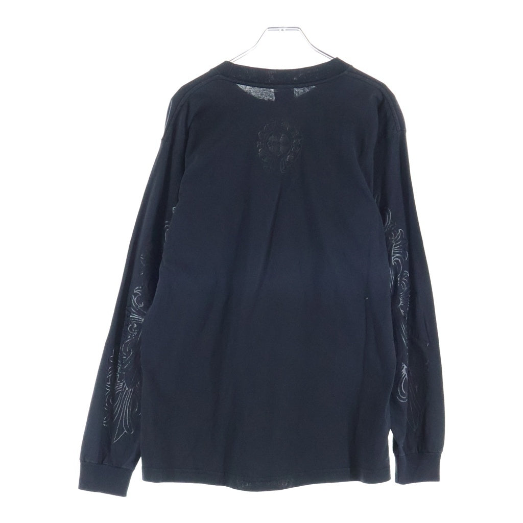 CHROME HEARTS(クロムハーツ) OLD オールド ヴァインダガー アームフローラル クルーネック カットソー 長袖Tシャツ ブラック