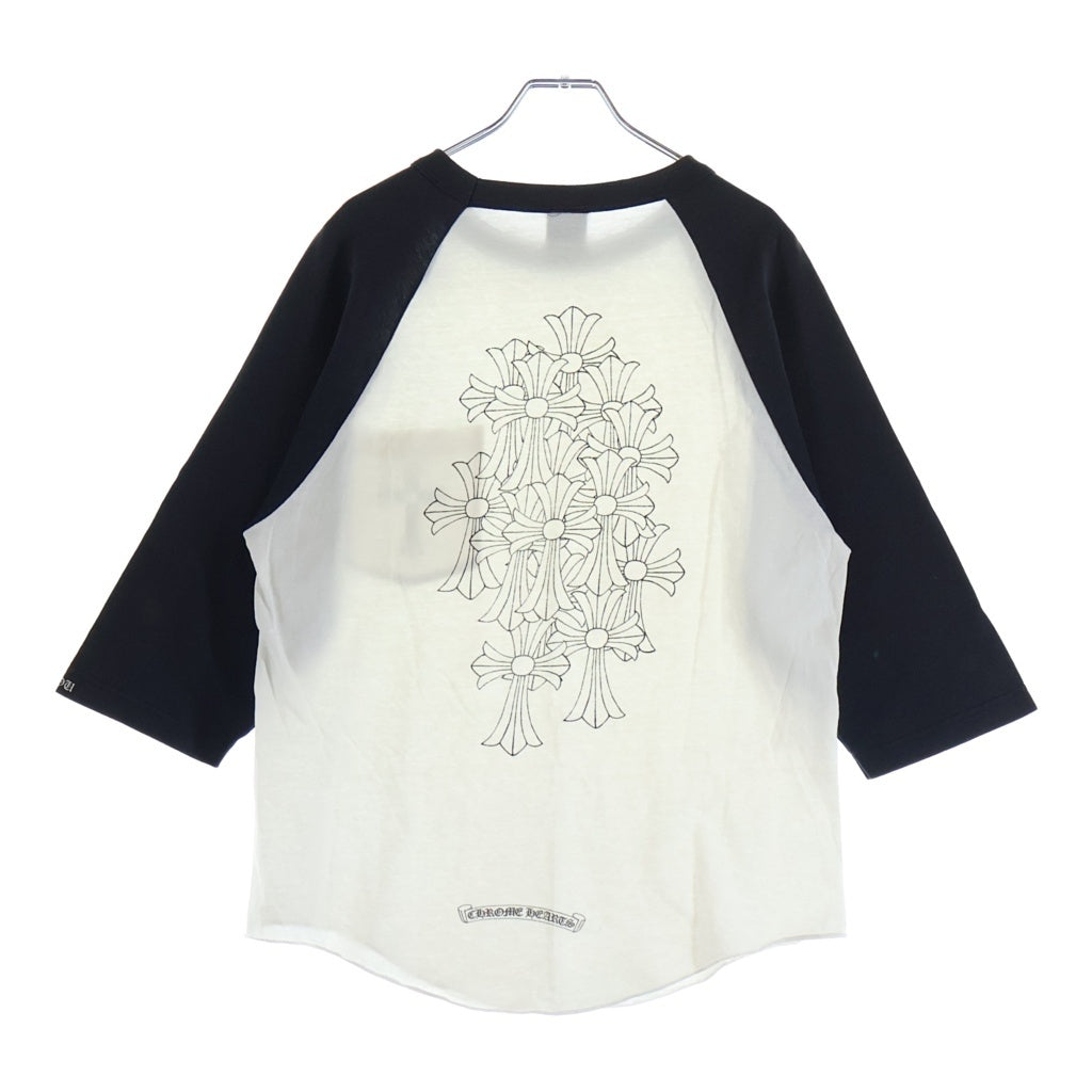 CHROME HEARTS(クロムハーツ) OLD CEMETARY CROSS RAGLAN TEE オールド7分丈 セメタリークロスラグラン長袖シャツ カットソー ブラック/ホワイト