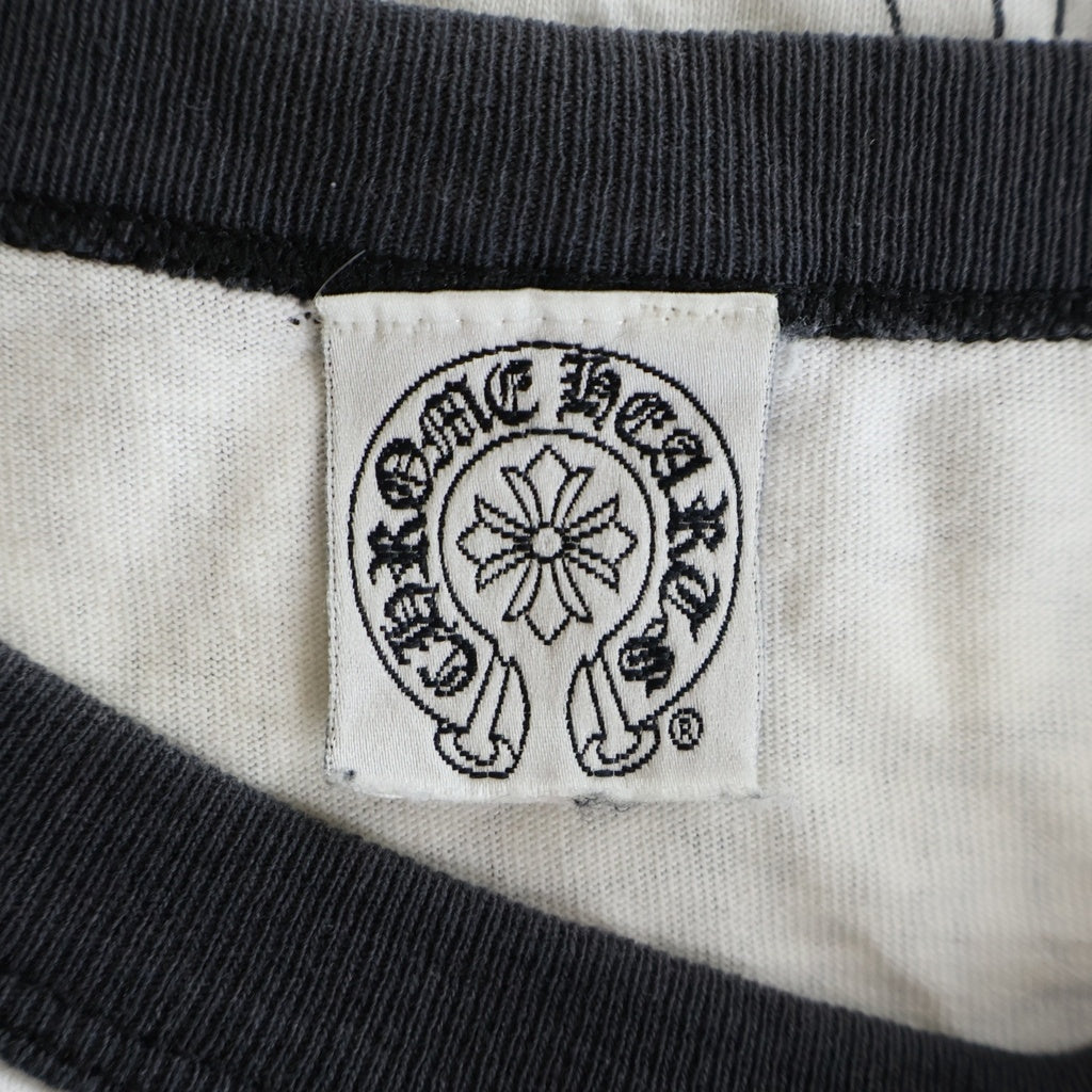 CHROME HEARTS(クロムハーツ) OLD CEMETARY CROSS RAGLAN TEE オールド7分丈 セメタリークロスラグラン長袖シャツ カットソー ブラック/ホワイト