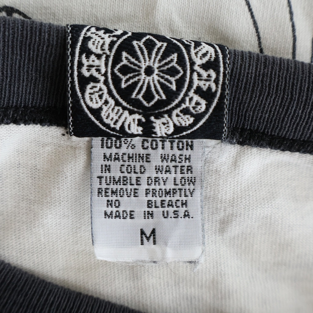 CHROME HEARTS(クロムハーツ) OLD CEMETARY CROSS RAGLAN TEE オールド7分丈 セメタリークロスラグラン長袖シャツ カットソー ブラック/ホワイト
