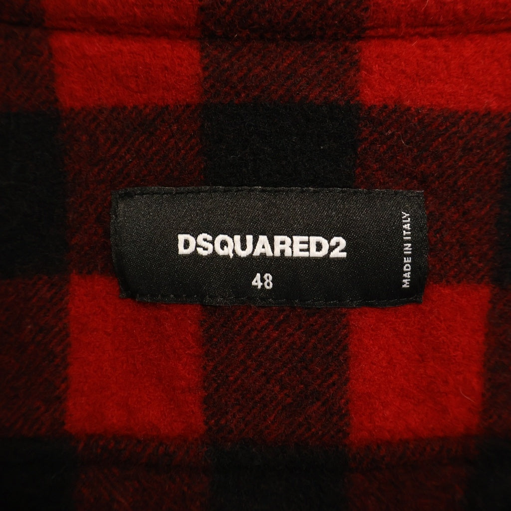 DSQUARED2(ディースクエアード) 23AW ウール チェック 長袖シャツ レッド S71DM0655