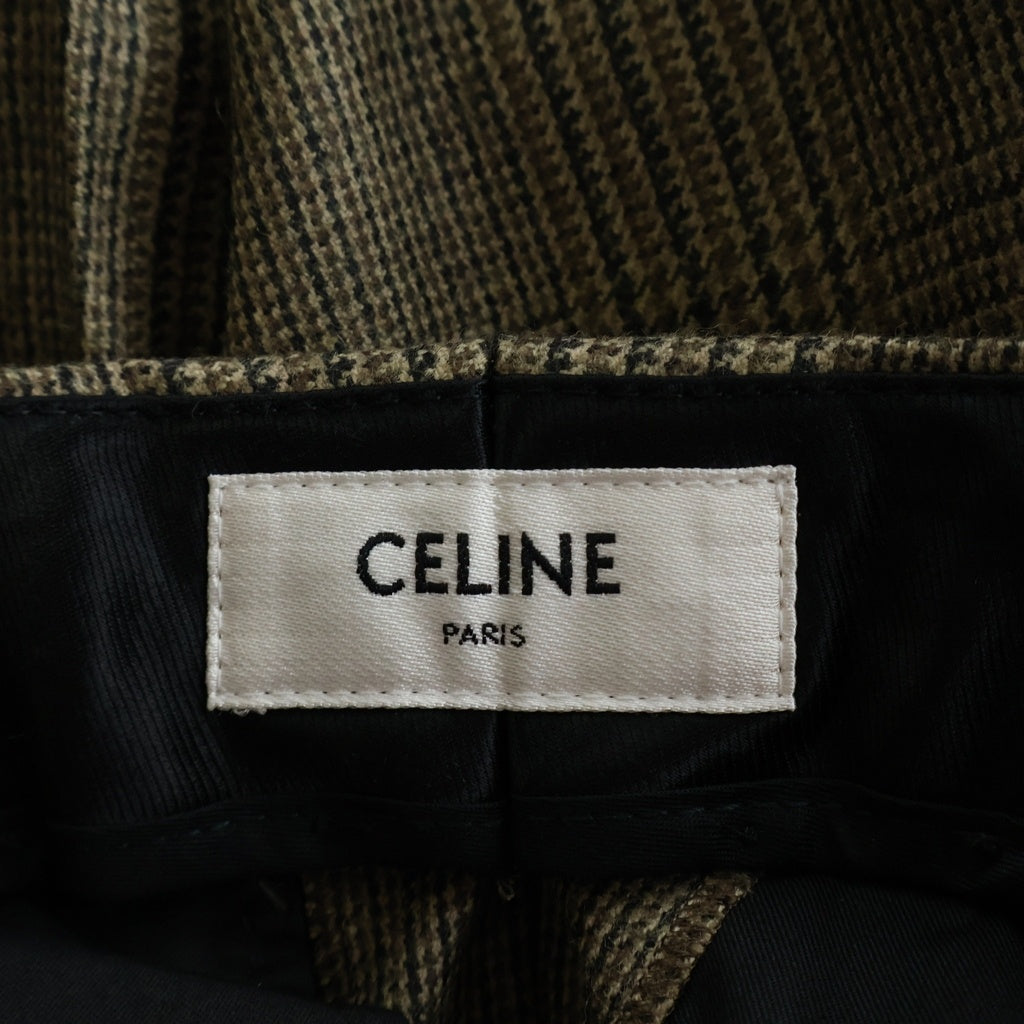 CELINE(セリーヌ) SKATE PANTS PRINCE OF WALES CHECK スケート プリンス オブ ウェールズ チェックパンツ ブラウン 2P555983N