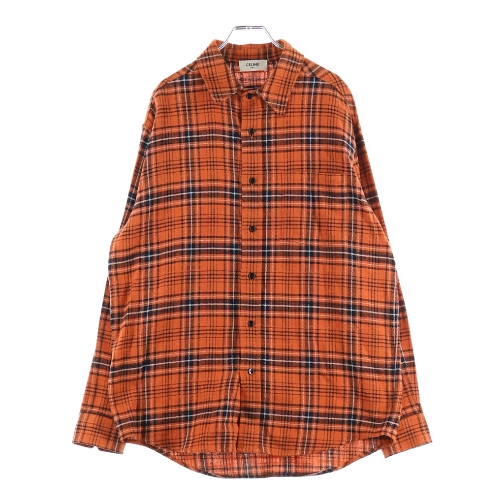 CELINE(セリーヌ) OVERSIZED LUMBERJACK CHECK COTTON SHIRT オーバーサイズ ランバージャックチェック 長袖シャツ オレンジ 2C486554T