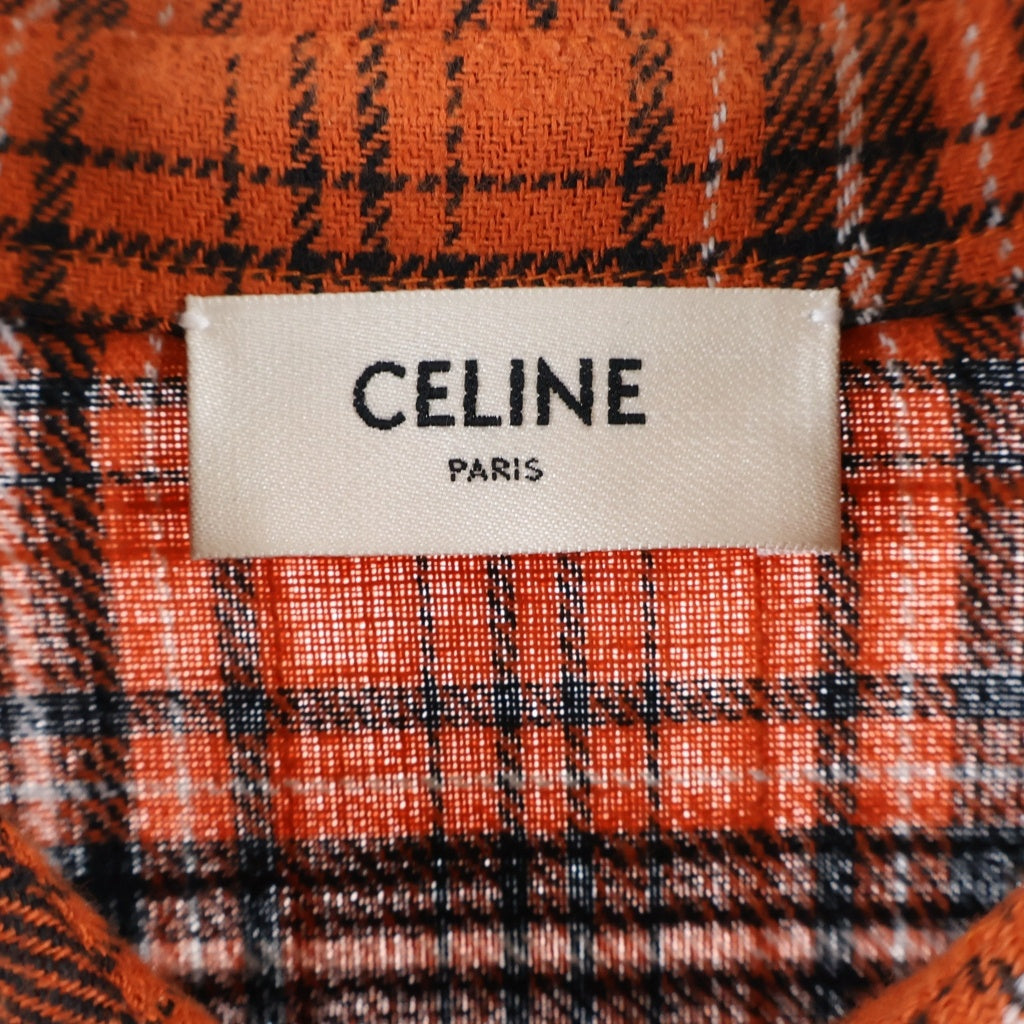 CELINE(セリーヌ) OVERSIZED LUMBERJACK CHECK COTTON SHIRT オーバーサイズ ランバージャックチェック 長袖シャツ オレンジ 2C486554T