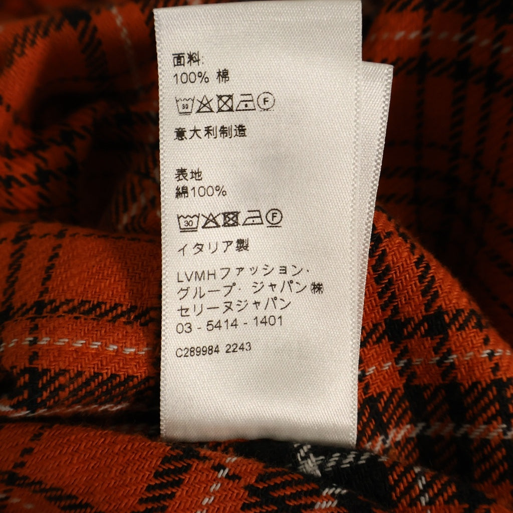 CELINE(セリーヌ) OVERSIZED LUMBERJACK CHECK COTTON SHIRT オーバーサイズ ランバージャックチェック 長袖シャツ オレンジ 2C486554T