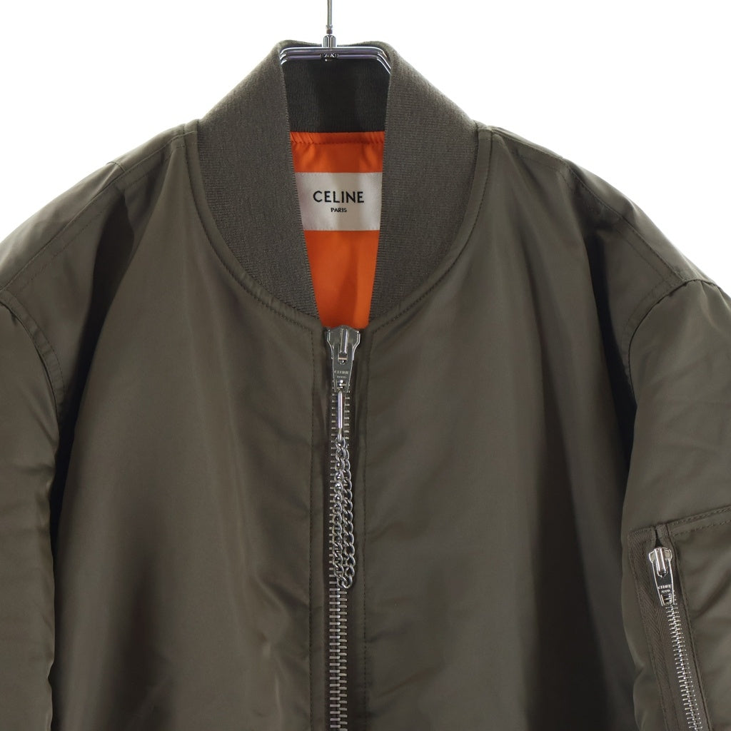 CELINE(セリーヌ) 23AW LOGO BOMBER JACKET ロゴプリントボンバージャケット MA-1 ベージュ 2W426396E