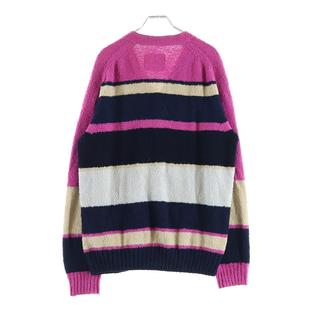 Sacai(サカイ) マルチボーダー コット ンシャギーニット カーディガン ピンク 17-01216M