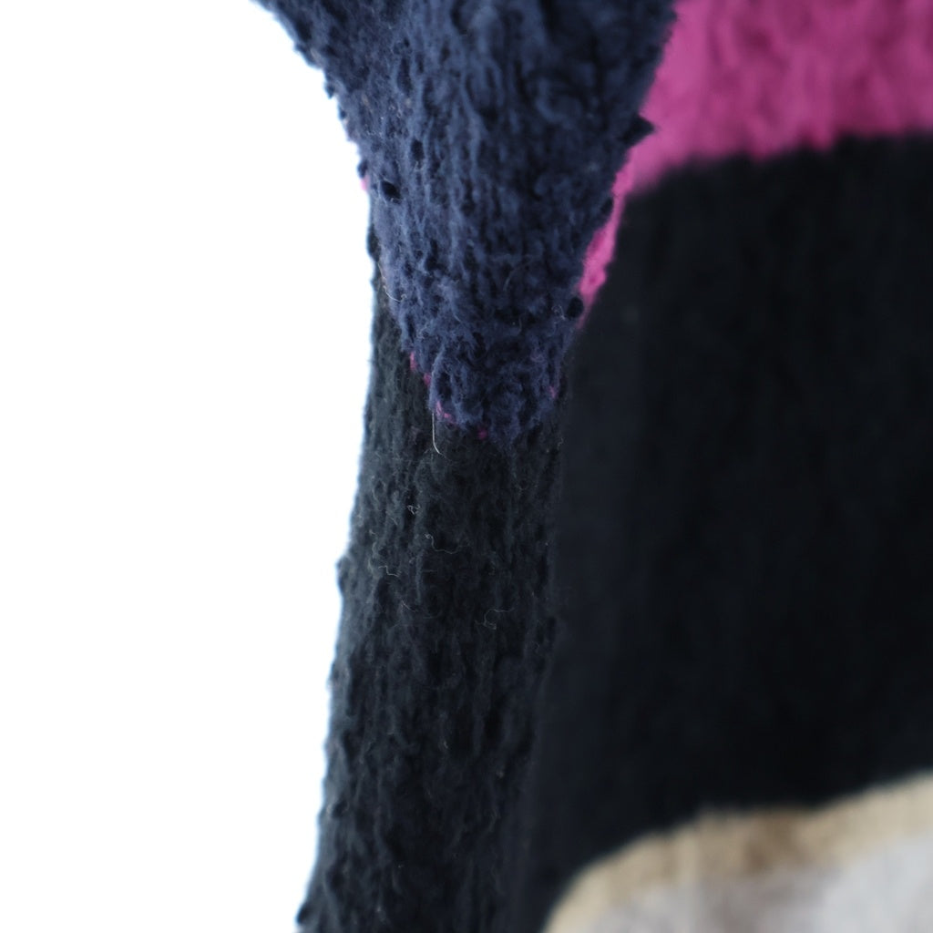 Sacai(サカイ) マルチボーダー コット ンシャギーニット カーディガン ピンク 17-01216M