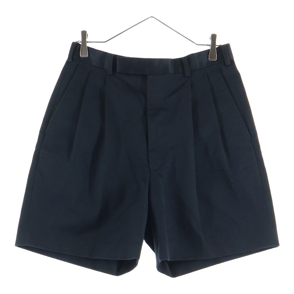 JOHN LAWRENCE SULLIVAN(ジョンローレンスサリバン) COTTON SATIN TUCK PANTS コットン サテン ツータック ショートパンツ ブラック 2A008-0423-08