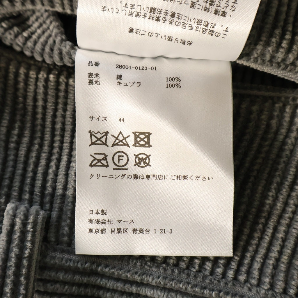 JOHN LAWRENCE SULLIVAN(ジョンローレンスサリバン) COTTON CORDUROY WIDE TROUSERS コットン コーデュロイ ワイド パンツ グレー 2B001-0123-01