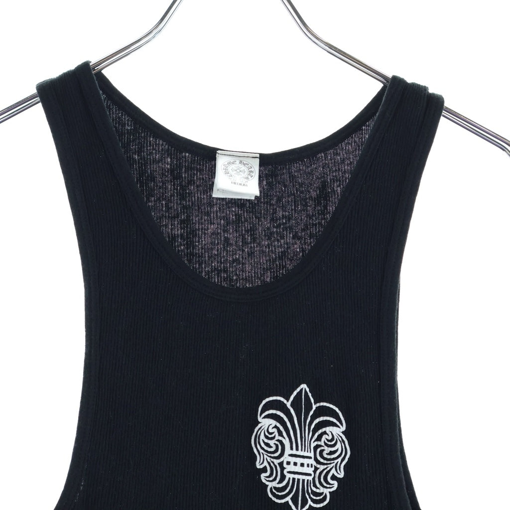 CHROME HEARTS(クロムハーツ) OLD RIB TANK オールド フレアモチーフ Tバーサイド ロゴプリント リブタンクトップ ホワイト