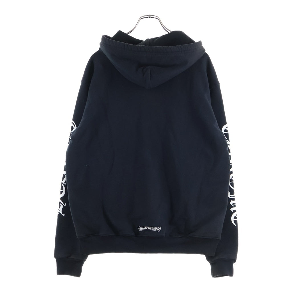 CHROME HEARTS(クロムハーツ) THERMAL SWTSHRT HD ZIP 裏地サーマル ロゴプリント ダガージップアップパーカー フーディー ブラック