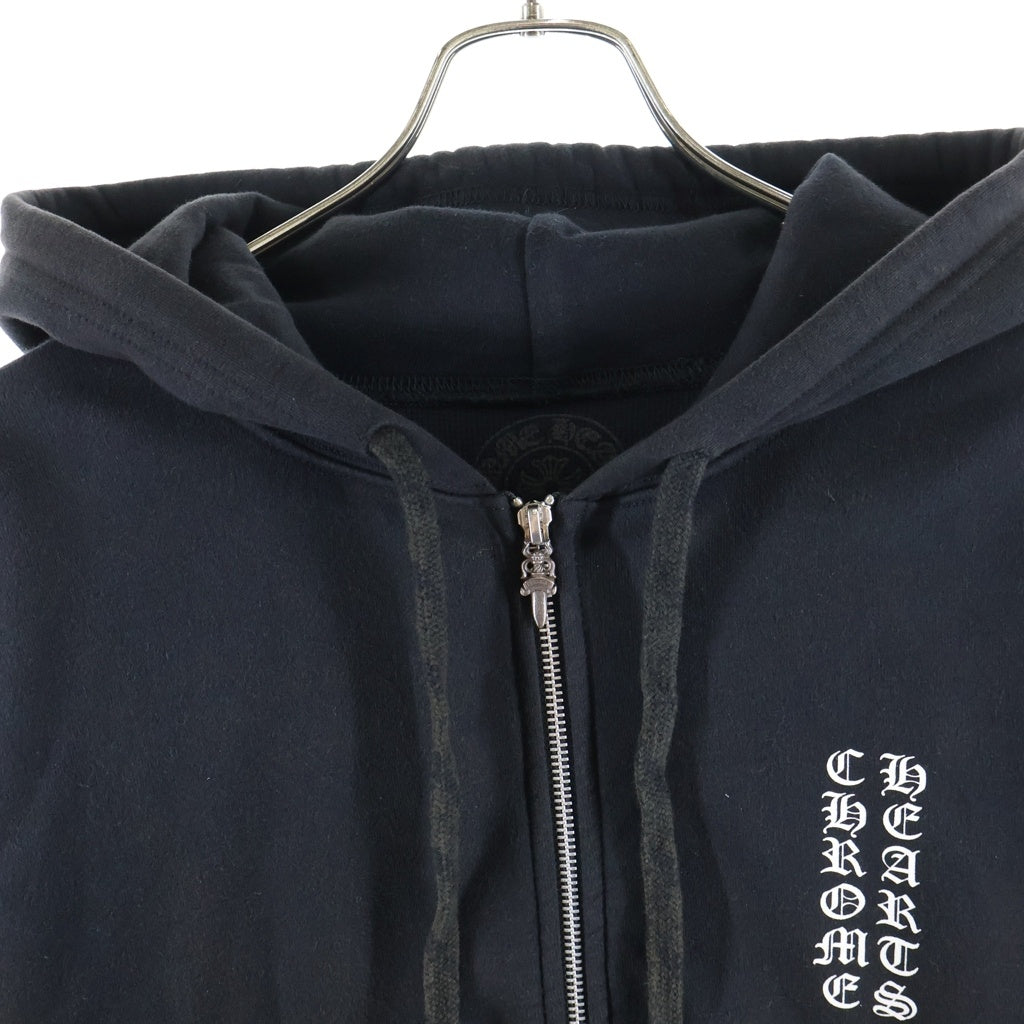 CHROME HEARTS(クロムハーツ) THERMAL SWTSHRT HD ZIP 裏地サーマル ロゴプリント ダガージップアップパーカー フーディー ブラック