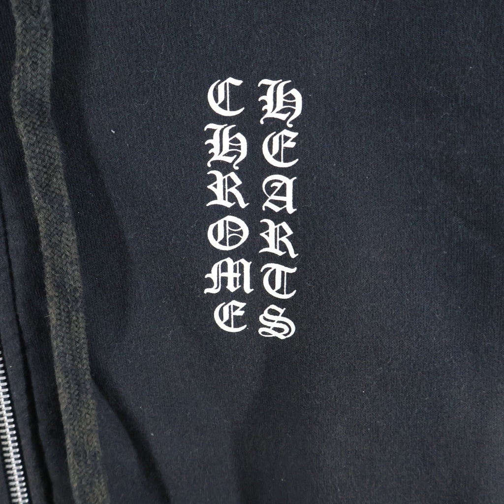 CHROME HEARTS(クロムハーツ) THERMAL SWTSHRT HD ZIP 裏地サーマル ロゴプリント ダガージップアップパーカー フーディー ブラック