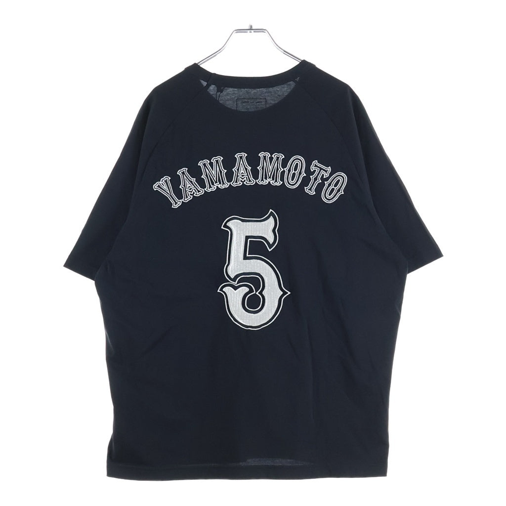 Y-3(ワイスリー) EL5 GFX SS TEE エンブロイダリーデザイン クルーネック カットソー ベースボールシャツ 半袖Tシャツ ブラック KQ9307