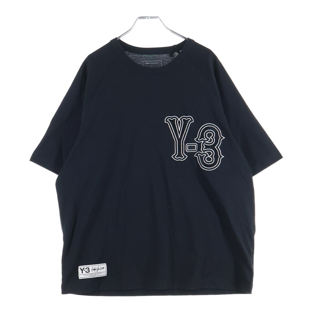 Y-3(ワイスリー) EL5 GFX SS TEE エンブロイダリーデザイン クルーネック カットソー ベースボールシャツ 半袖Tシャツ ブラック KQ9307