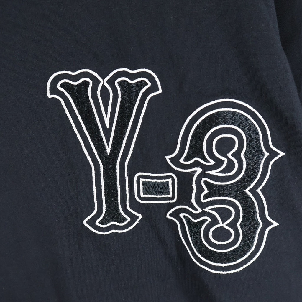 Y-3(ワイスリー) EL5 GFX SS TEE エンブロイダリーデザイン クルーネック カットソー ベースボールシャツ 半袖Tシャツ ブラック KQ9307
