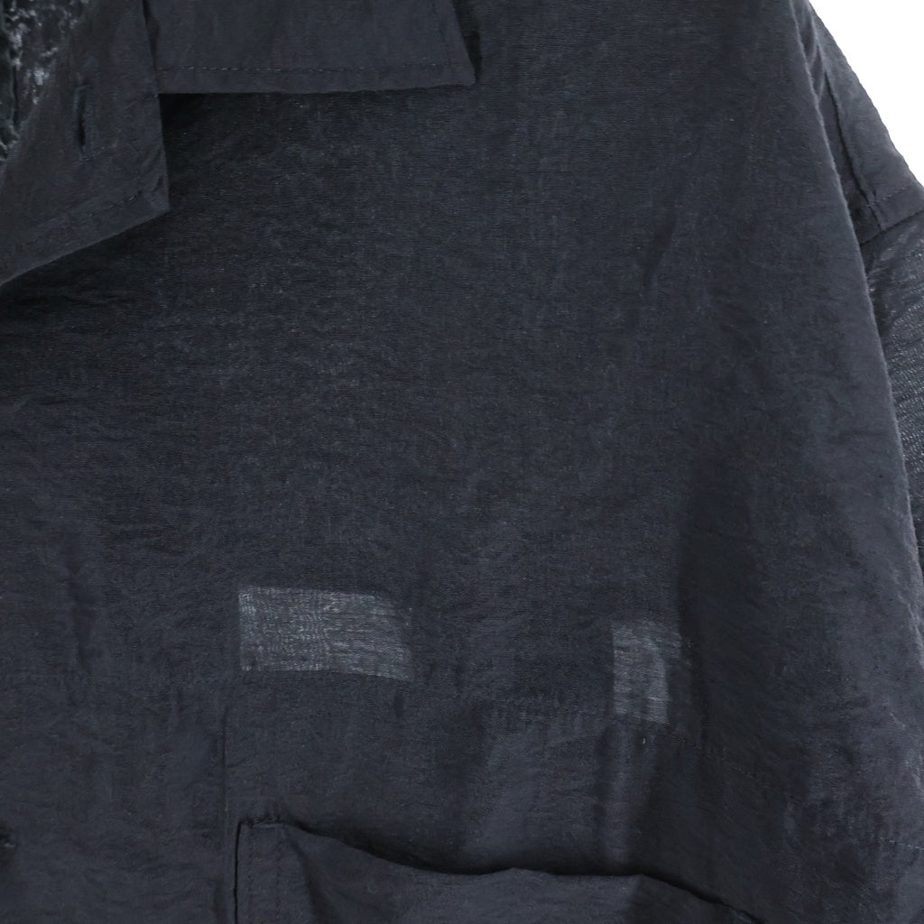 Y-3(ワイスリー) SHORT SLEEVE LONG SHIRT バックロゴデザイン オープンカラー ロング半袖シャツ ブラック KH0426